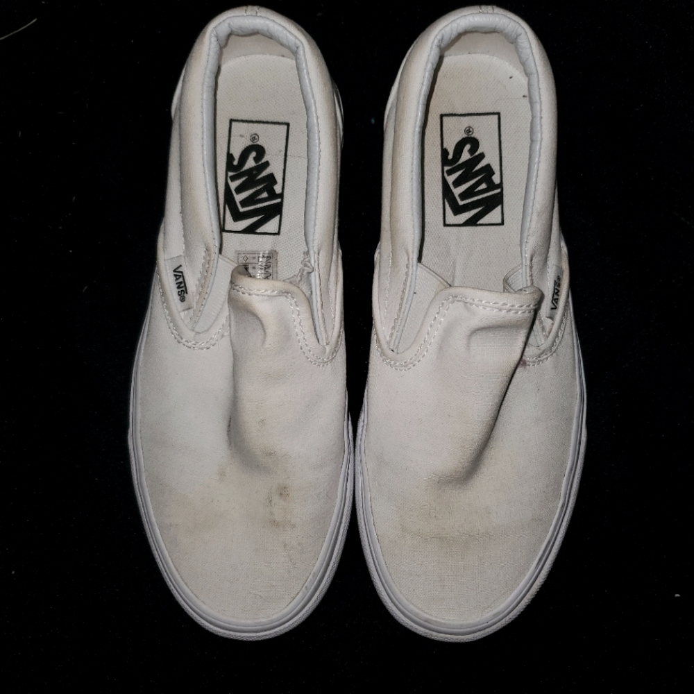 White Slip on Vans men size 4.5 women size 6